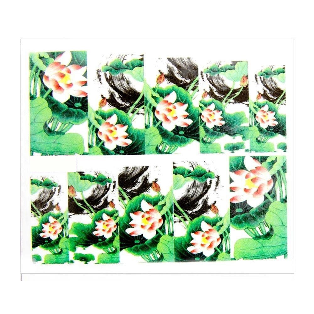 Naklejki wodne do paznokci arkusz 6,5 x 5,5cm na 10 palców Nr 1596