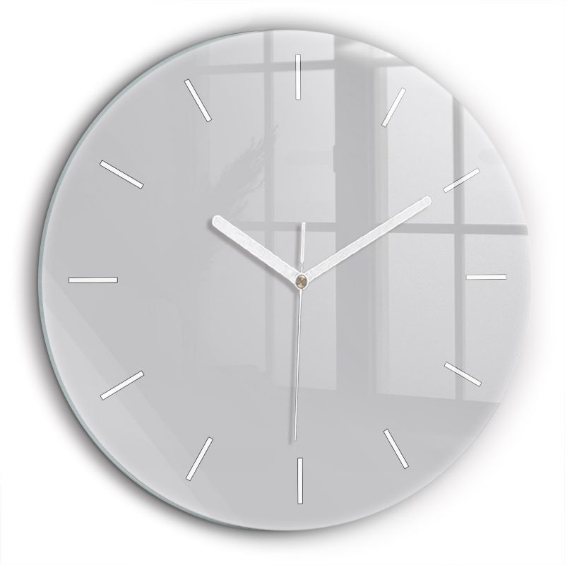 Zegar szklany białe wskazówki Wallfluent fi60 cm Jasny Szary 1 szt.