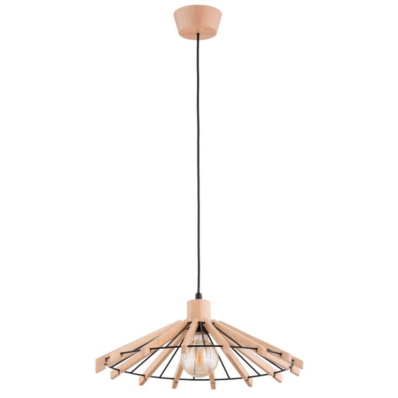 Lampa wisząca Alfa Natka jasne drewno-czarna wym: 80 x 44 x 44 cm 1xE27 x 15W 1 szt.