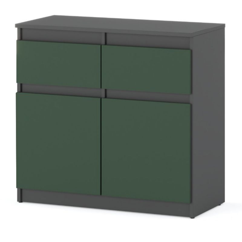 Komoda Hurtownia-Mebli Szuflady 2 Oleksa 2D2SZ 80cm Szary Mat Butelkowa Zieleń 80x35x75 cm 1szt.