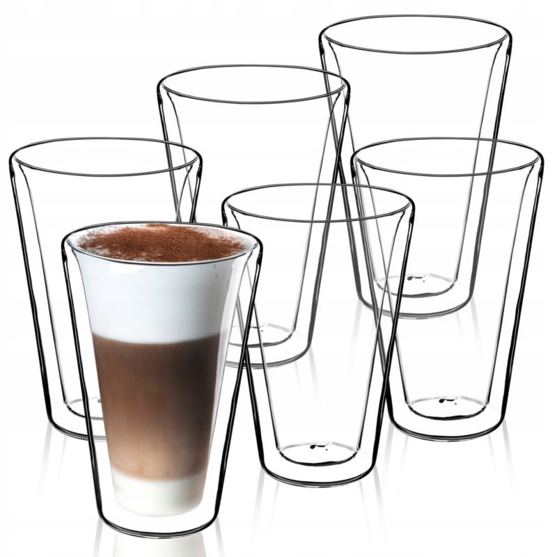 Szklanki KADAX Zestaw Szklanek Termicznych Szklanka Latte 6szt