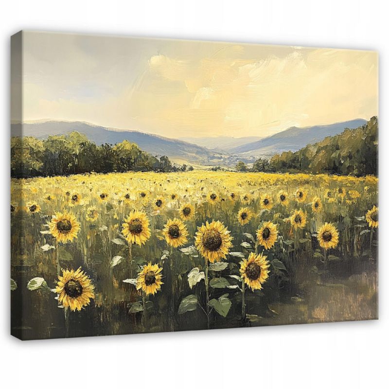 Obraz Do Sypialni Salonu Kwiaty Słoneczniki Na Płótnie Canvas WALLARENA 120x80 cm Dekoracja Ścienna 1 szt.