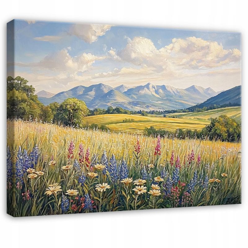 Obraz Do Sypialni Salonu Kwiaty Polne Pastele Na Płótnie Canvas WALLARENA 100x70 cm Dekoracja Ścienna 1 szt.