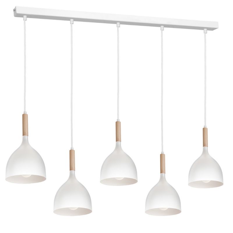 Lampa wisząca Luminex Noak Wood biały matowa-jasne drewno wym: 110 x 122 x 17 cm 5xE27 x 15W 1 szt.