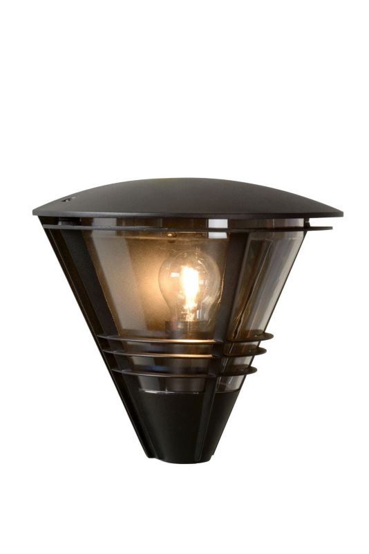 Kinkiet ścienny zewnętrzny Lucide Livia czarno-transparentny 1 x E27 x 20W IP44 wym: 25 x 27 x 17,5 cm - 1 szt.