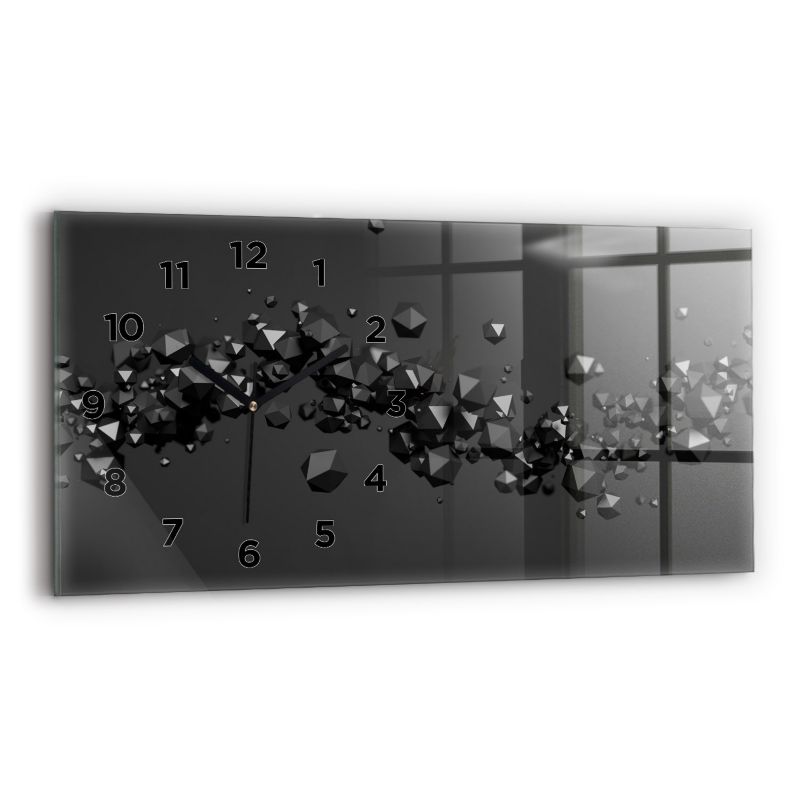 Zegar z czarnymi wskazówkami Wallfluent 60x30 cm Czarna abstrakcja 1 szt.