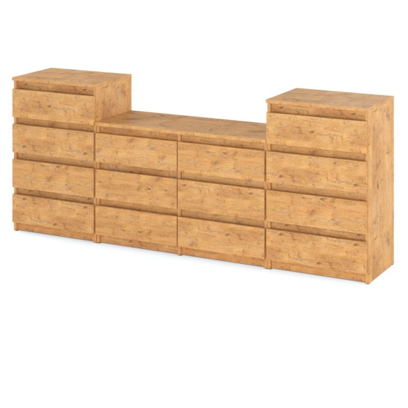 Komoda Hurtownia-Mebli Szuflady 14 Zestaw komód Hugo 464 220cm Dąb Lancelot Dąb Lancelot 220x33.5x92.5 cm 1szt.