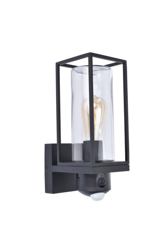 Kinkiet zewnętrzny z czujnikiem Lutec Flair czarno-biały 1 x E27 x 40W IP44 wym: 32,6 x 12 x 17,2 cm - 1 szt.