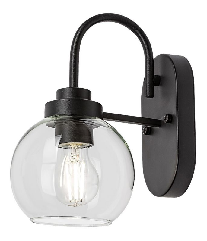 Kinkiet ścienny Rabalux Tirina czarny matowy-przezroczysty 1 x E27 x 15W IP44 wym: 26,5 x 15 x 21 cm - 1 szt.