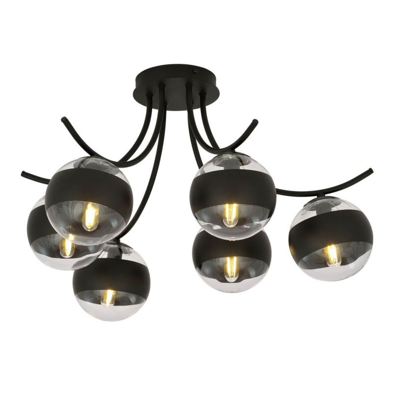 Lampa sufitowa Emibig Boston czarno-przezroczysty wym: 37 x 70 cm 6xE14 x 10W 1 szt.