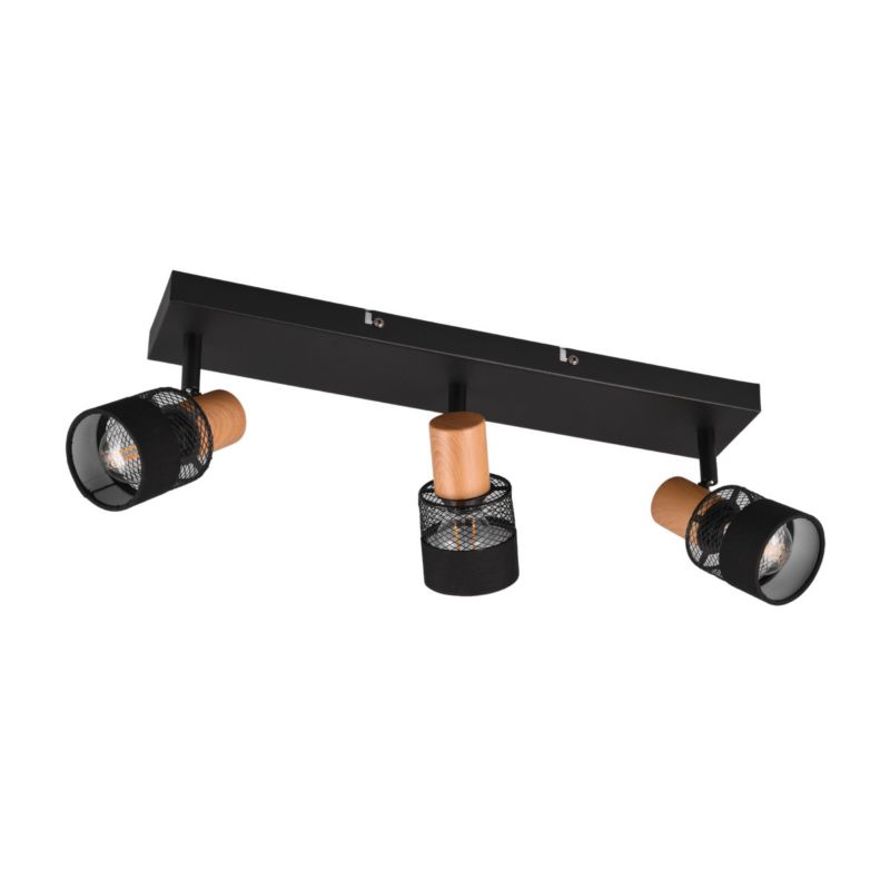 Reflektor spot Trio Nandini czarny z jasnym drewnem 3 x E14 x 10W IP20 wym: 17 x 8,5 x 58,5 cm - 1 szt.