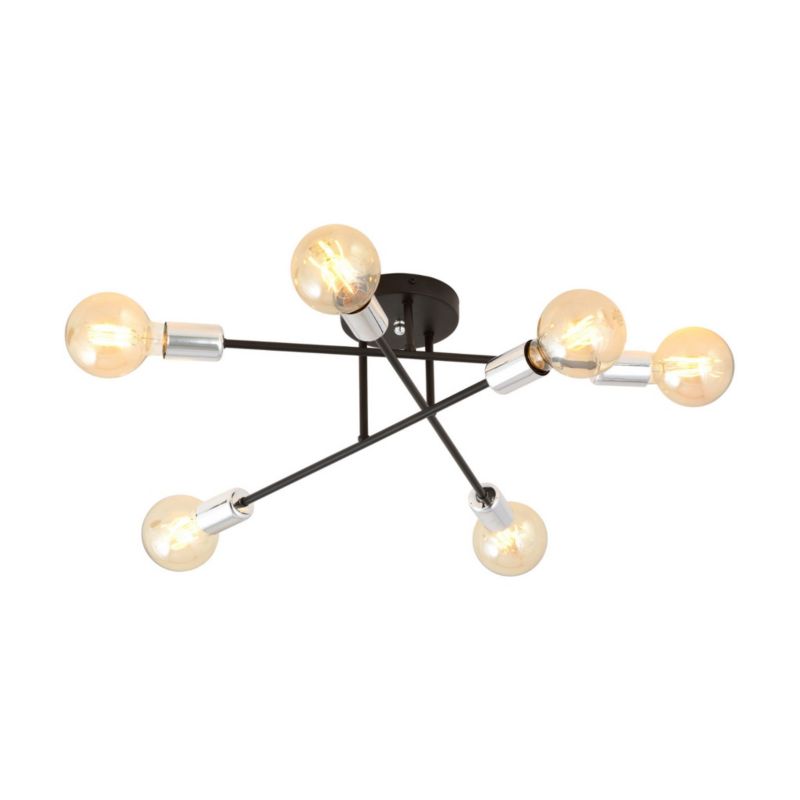 Lampa sufitowa Emibig Veken czarna-chromowana wym: 17 x 55 cm 6xE27 x 15W 1 szt.