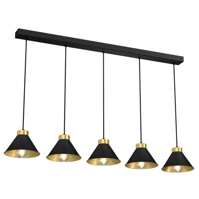Lampa wisząca Luminex Demet czarny mat-złota wym: 110 x 100 x 17 cm 5xE27 x 15W 1 szt.