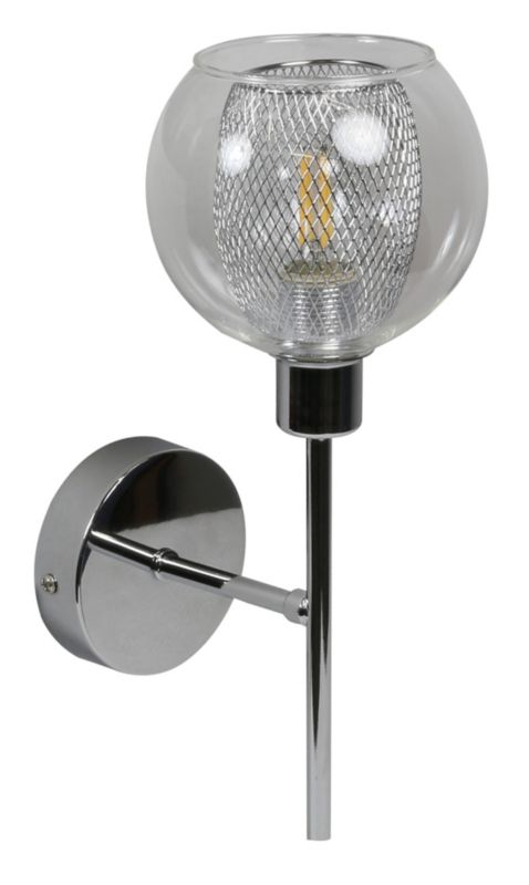 Kinkiet ścienny Candellux Ozzo chromowany srebrny-przezroczysty 1 x E14 x 40W IP20 wym: 28 x 17 x 12 cm - 1 szt.