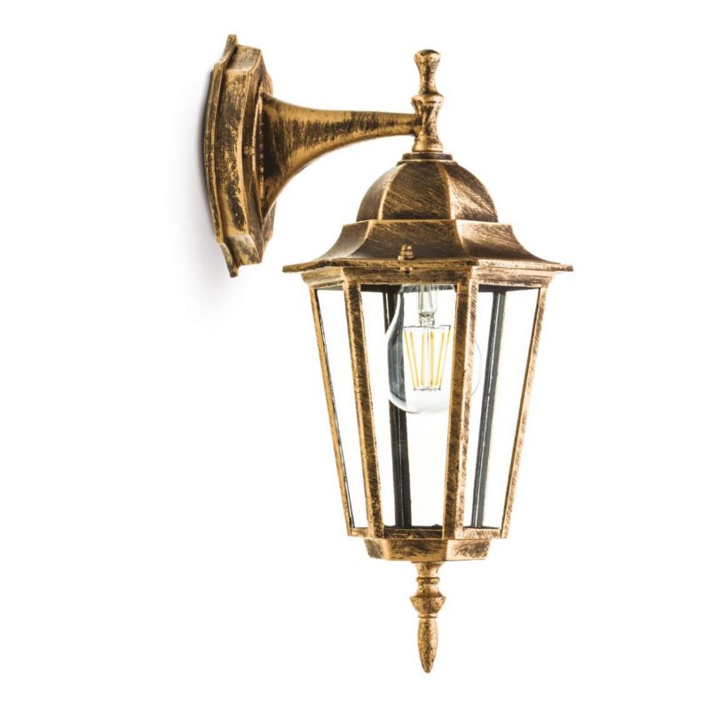 Kinkiet ścienny zewnętrzny Kobi Lo 4102 złoto-przezroczysty 1 x E27 x 50W IP54 wym: 37 x 17 x 20 cm - 1 szt.