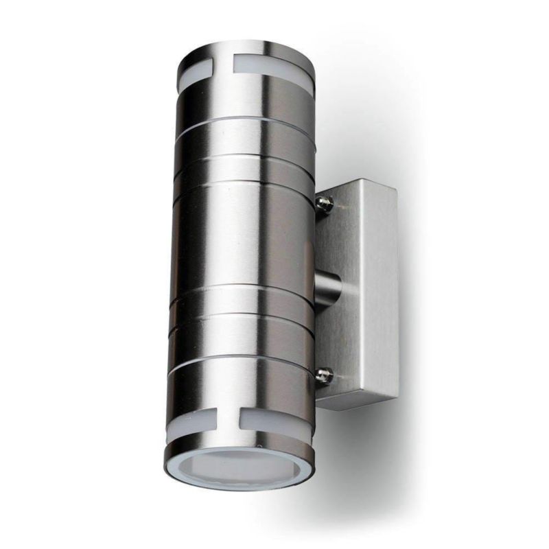Kinkiet ścienny zewnętrzny V-TAC srebrny 2 x GU10 x 35W IP44 wym: 6 x 11 x 17,8 cm - 1 szt.