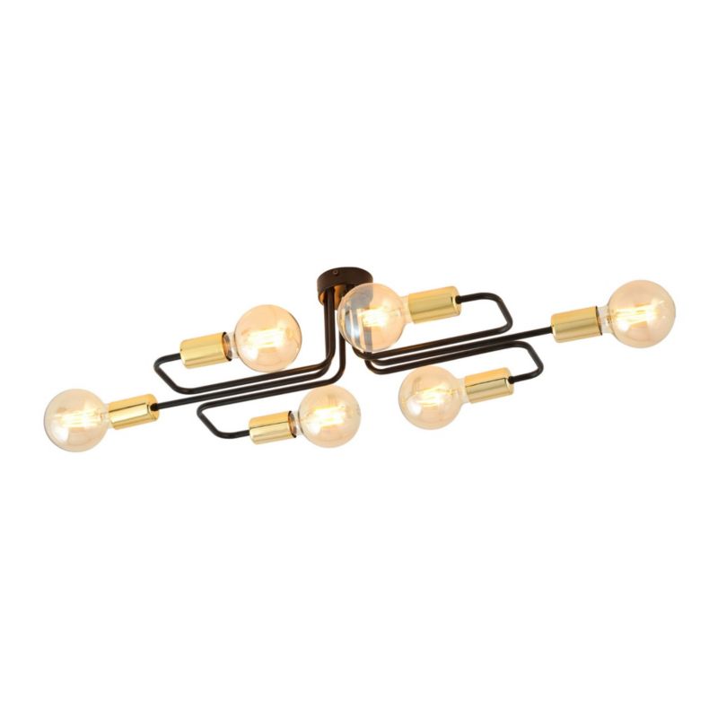 Lampa sufitowa Emibig Veken czarno-złota wym: 17 x 73 cm 6xE27 x 15W 1 szt.