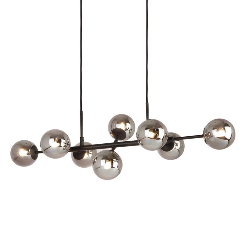 Lampa wisząca Italux Erimida czarno-chromowana podłużna 82 cm szklane kule 8xG9 x 10W 1 szt.