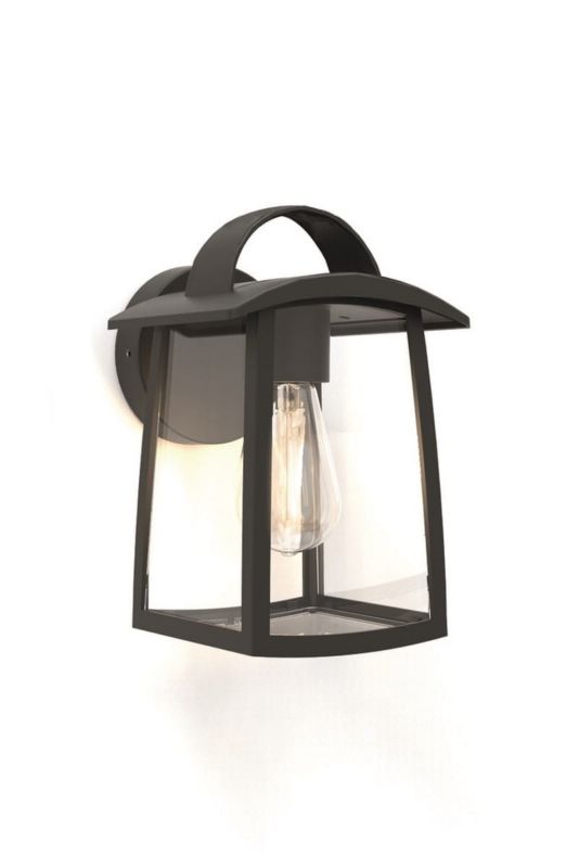 Kinkiet ścienny zewnętrzny Lutec Kelsey czarno-przezroczysty 1 x E27 x 40W IP44 wym: 26,5 x 17 x 18,5 cm - 1 szt.