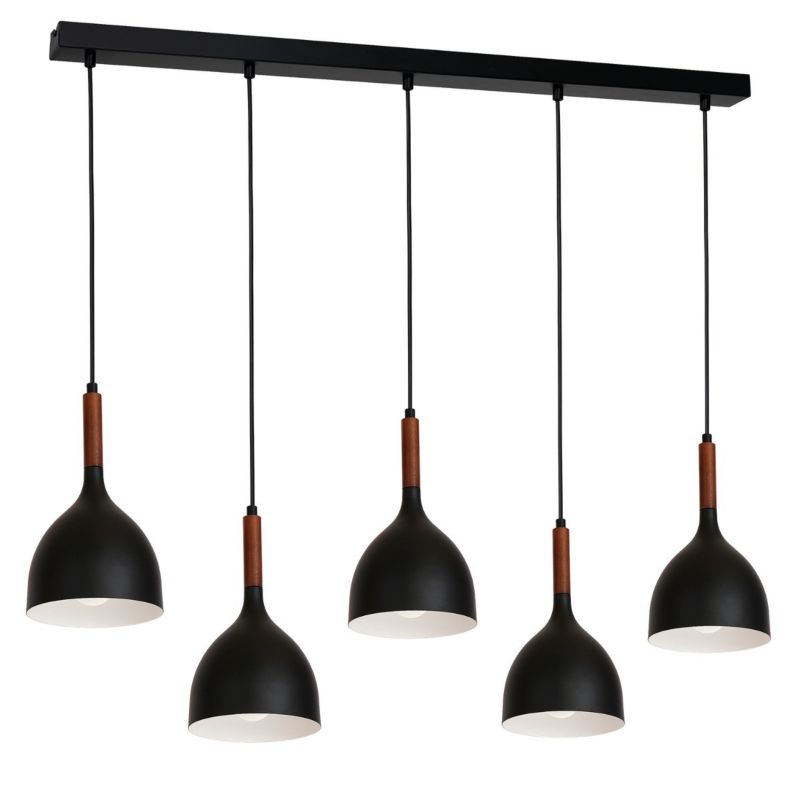 Lampa wisząca Luminex Noak Wood czarny matowa-ciemne drewno wym: 110 x 122 x 17 cm 5xE27 x 15W 1 szt.