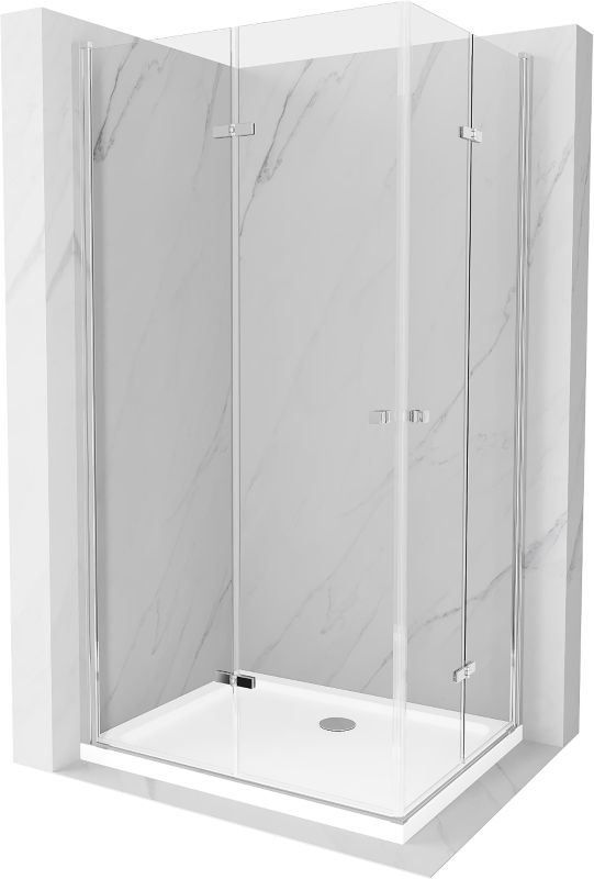 Kabina prysznicowa Mexen Lima Duo składana 90 x 80 cm transparent chrom + brodzik Flat
