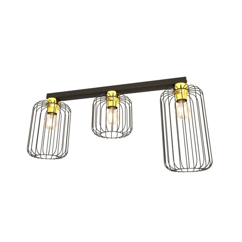 Lampa sufitowa Emibig Barn czarno-złota wym: 35 x 70 x 16 cm 3xE27 x 15W 1 szt.