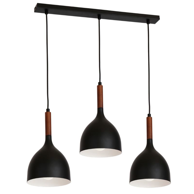Lampa wisząca Luminex Noak Wood czarny matowa-biała-ciemne drewno wym: 110 x 72 x 17 cm 3xE27 x 15W 1 szt.