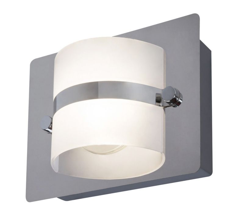 Kinkiet ścienny Rabalux Tony chromowany szkło opalizowane do łazienki LED 5W 4000K 365lm IP44 wym: 11,5 x 16 x 7,5 cm - 1 szt.