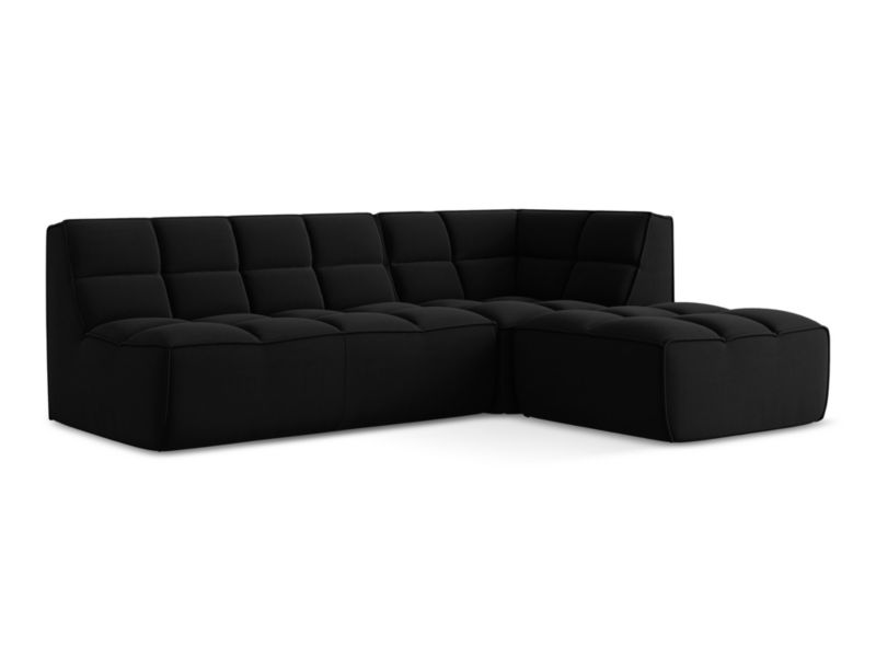 Modułowy narożnik uniwersalny Makamii Kalai z tkaniny welwetowej 258x178 cm czarny 1 szt.
