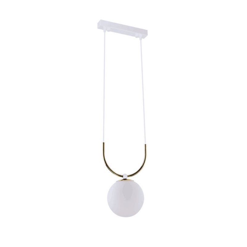 Lampa wisząca Amplex Balos mosiądz polerowano-biała wym: 100 x 25 x 16 cm 1xE14 x 8W 1 szt.