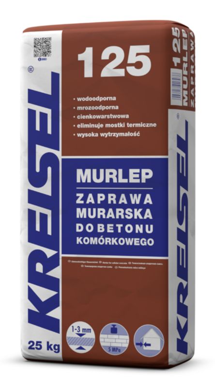 Zaprawa murarska do bloczków i silikatów Kreisel Murlep 125 szara 25 kg