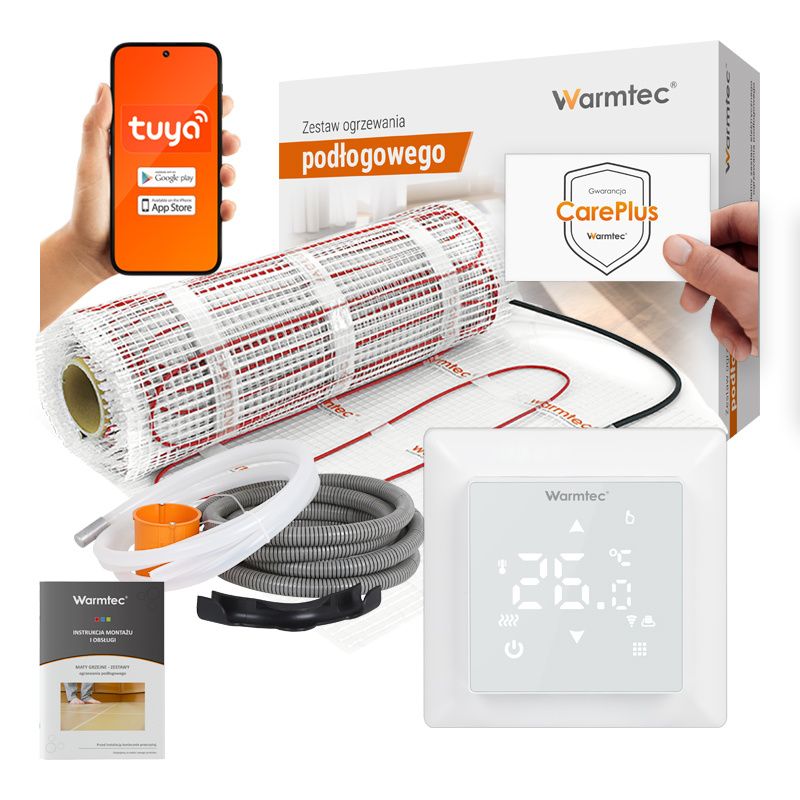 Mata grzewcza grzejna pod płytki Warmtec 2m² 170W/m² WiFi zestaw DS2-20/WRT31W-B 1szt.
