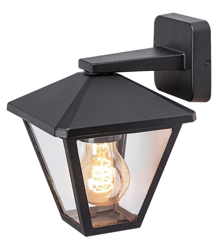Kinkiet ścienny zewnętrzny Rabalux Paravento czarno-przezroczysty 1 x E27 x IP44 wym: 22 x 16 x 19,5 cm - 1 szt.