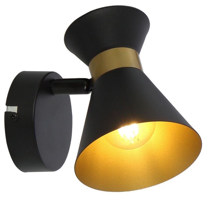 Kinkiet ścienny Reality Breda czarno-złoty styl nowoczesny 1 x E14 x 40W IP20 wym: 16 x 12 x 10 cm - 1 szt.