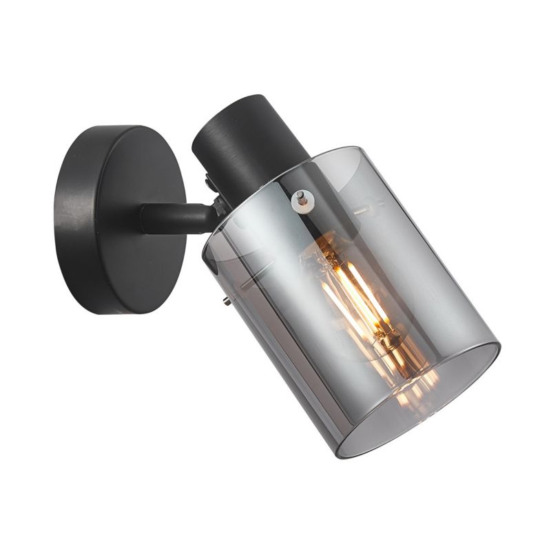 Kinkiet ścienny Italux Sardo czarny-dymiony 1 x E14 x 40W IP20 wym: 16 x 15 x 8 cm - 1 szt.