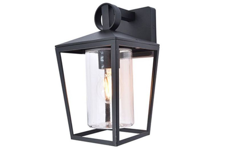 Kinkiet ścienny zewnętrzny Lutec West czarno-przezroczysty 1 x E27 x 40W IP44 wym: 28,8 x 16 x 19,9 cm - 1 szt.