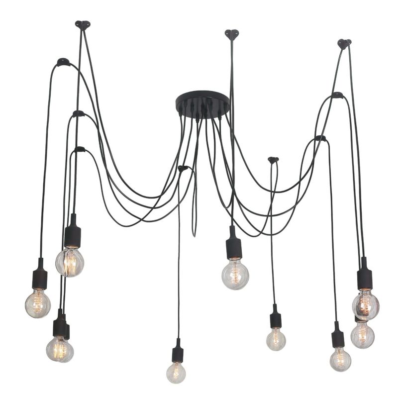Lampa wisząca Light Prestige Soleto czarna wym: 100 x 120 x 120 cm 10xE27 x 60W 1 szt.