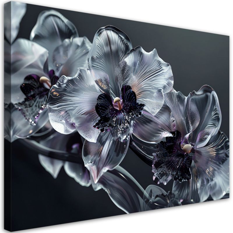 Obraz do salonu sypialni Feeby Szklane Kwiaty Czarno Białe 120x80 cm 1szt