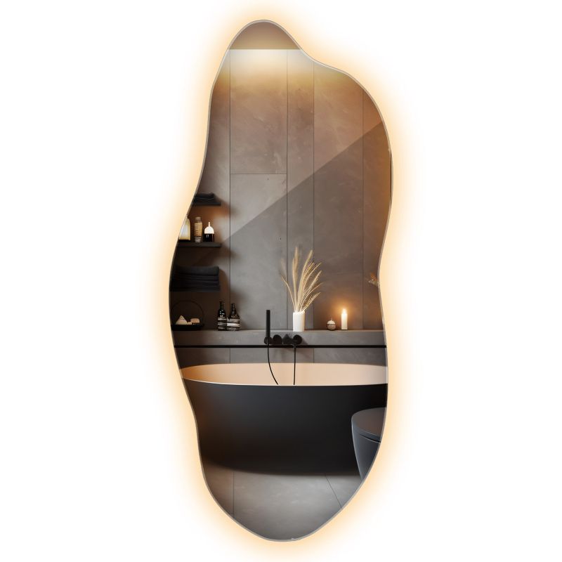 Podświetlane Lustro LED Ciepłe Światło Wallfluent 40x90 cm Organiczne Do Makijażu i Salonu 1 szt.