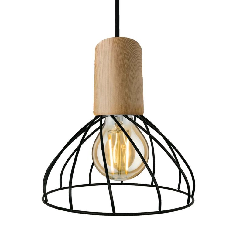 Lampa wisząca Light Prestige Moderno 8794 jasne drewno-czarna szerokość 19.5 cm 1xGU10 x 50W 1 szt.