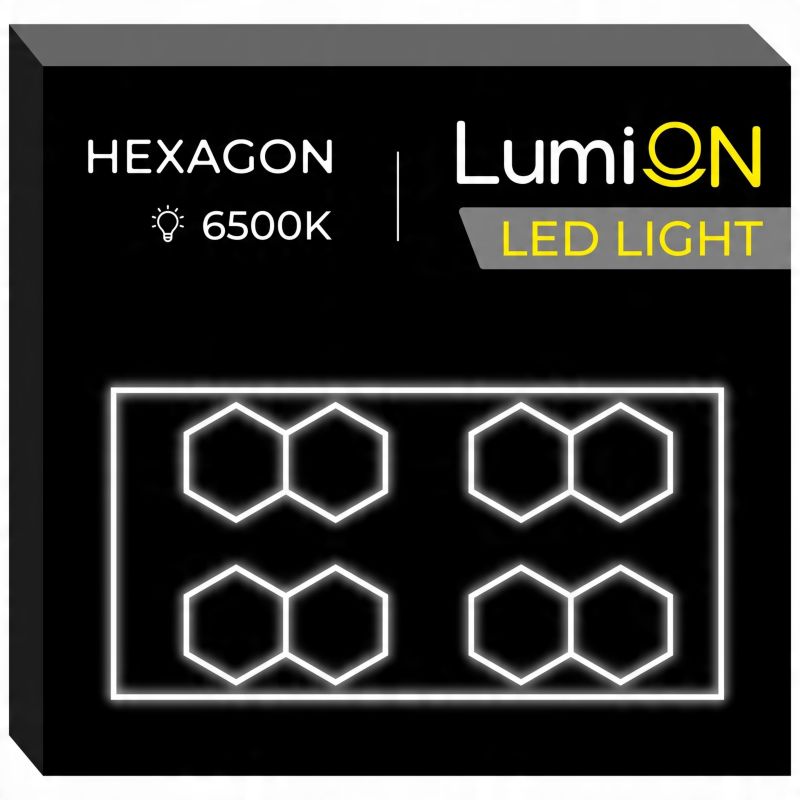Lampa led hexagon LumiON podświetlenie sufitowe garażowe panel do warsztatu 484,5x243,5 1szt.