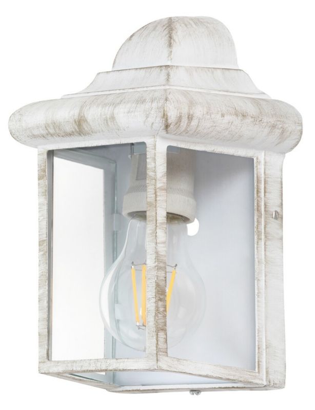 Kinkiet ścienny zewnętrzny Rabalux Norvich biały antyczny-przezroczysty 1 x E27 x 60W IP43 wym: 22 x 14,5 x 12 cm - 1 szt.