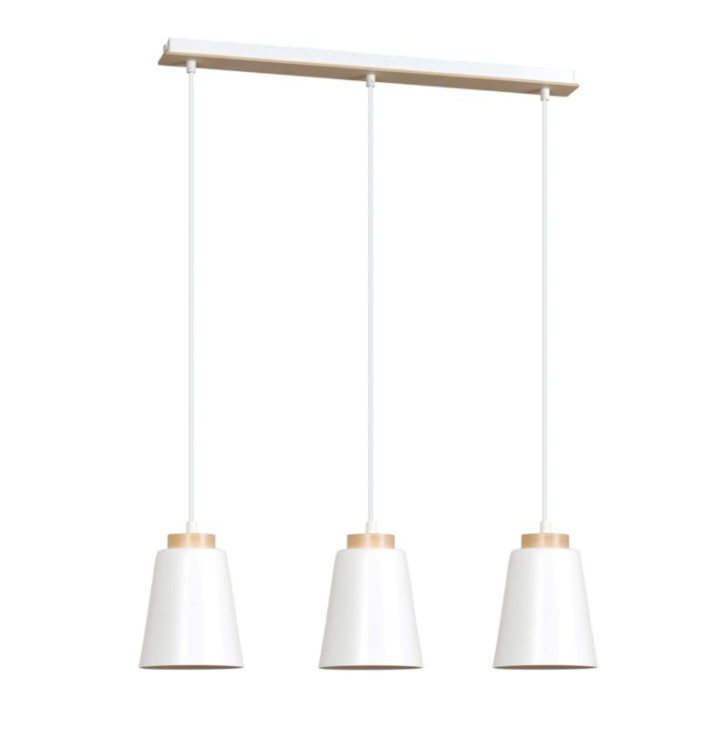 Lampa sufitowa Emibig Bolero biała jasne drewno wym: 100 x 66 x 14 cm 3xE27 x 15W 1 szt.