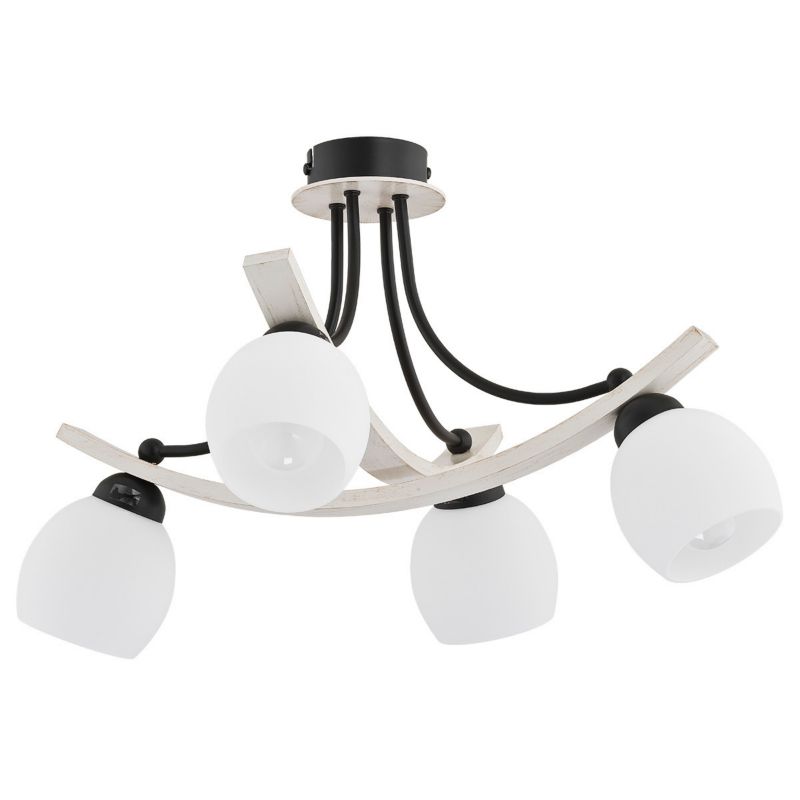 Lampa sufitowa Alfa Jona jasne drewno-biała-czarna wym: 30 x 45 x 45 cm 4xE14 x 10W 1 szt.
