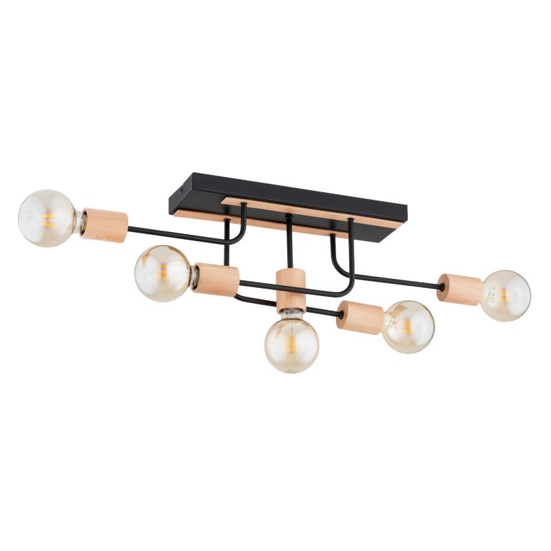 Lampa sufitowa Alfa Goisa jasne drewno-czarna wym: 19 x 12,5 x 79 cm 5xE27 x 15W 1 szt.