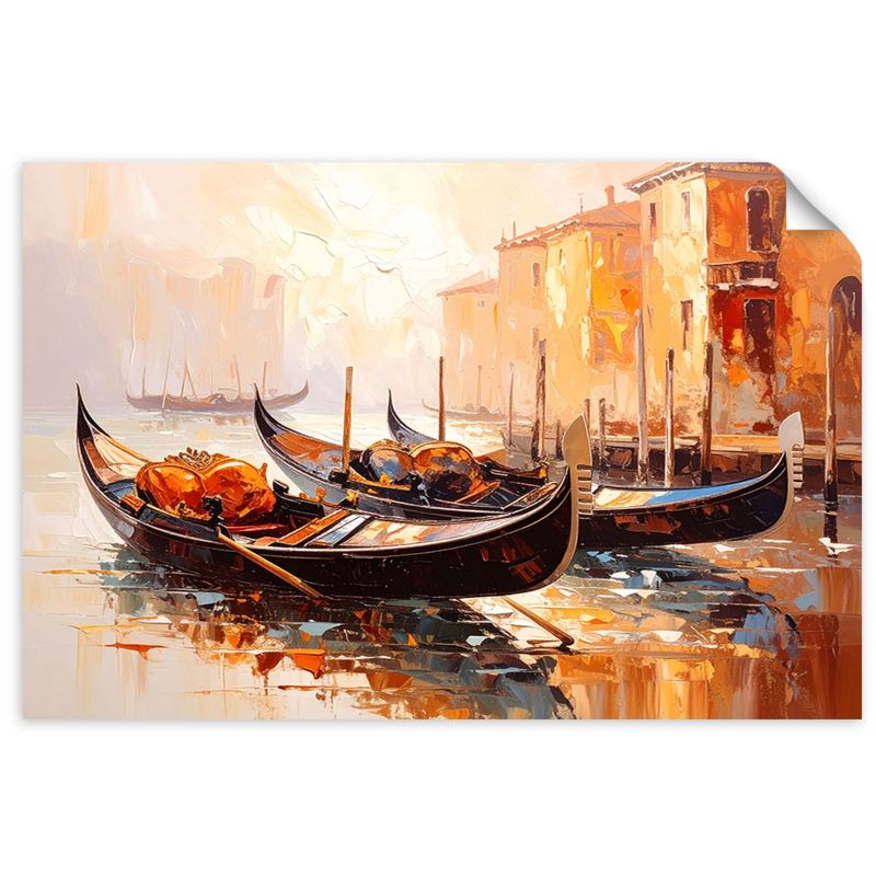 Naklejka samoprzylepna Feeby Wenecja Miasto Gondole Beżowy 90x60cm 1szt