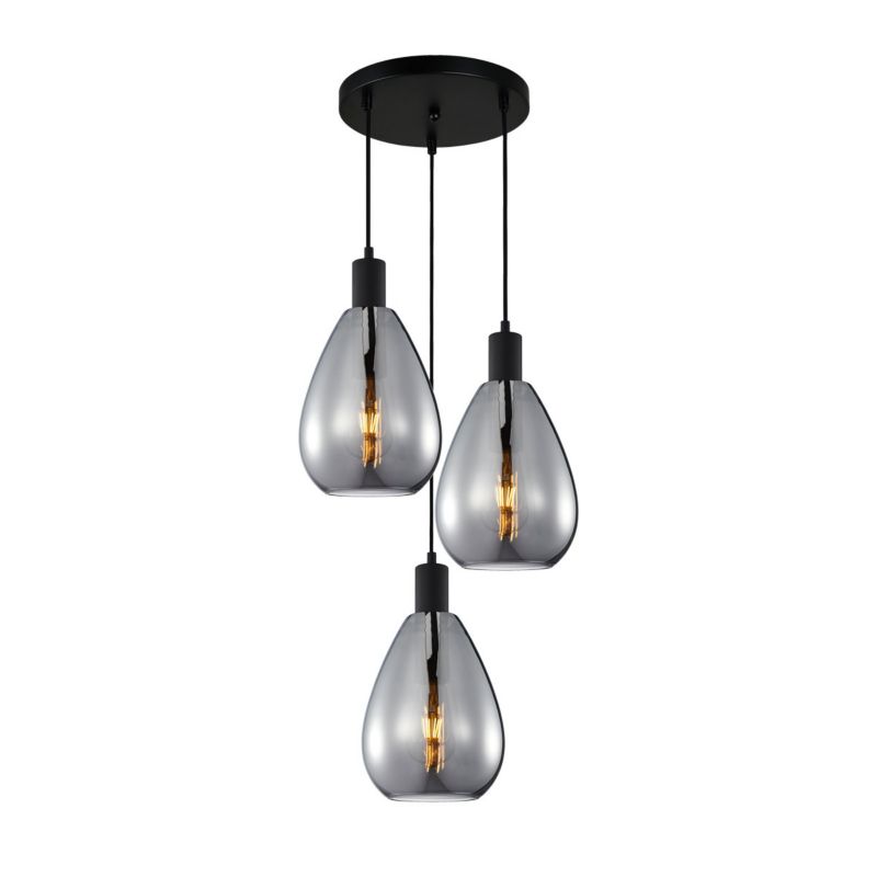 Lampa wisząca Italux Zulo 8252 czarna-dymiona nowoczesna 3xE27 x 1 szt.
