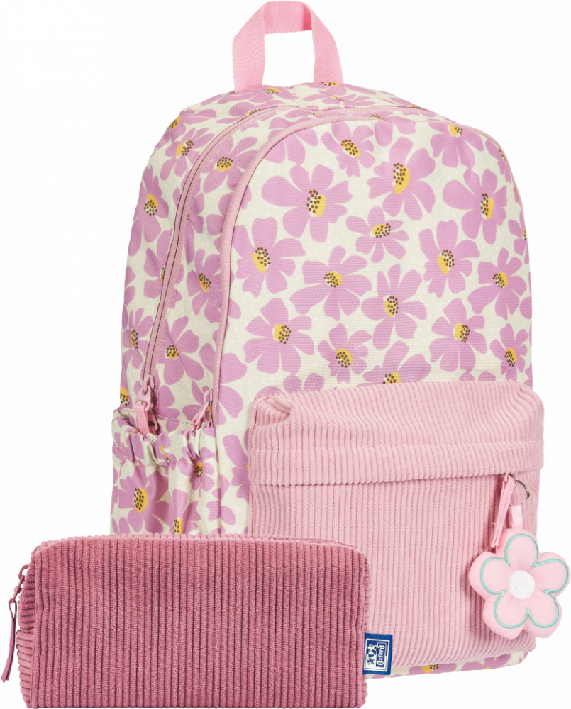 Zestaw: Plecak + piórnik Oxford Bloom, różowy