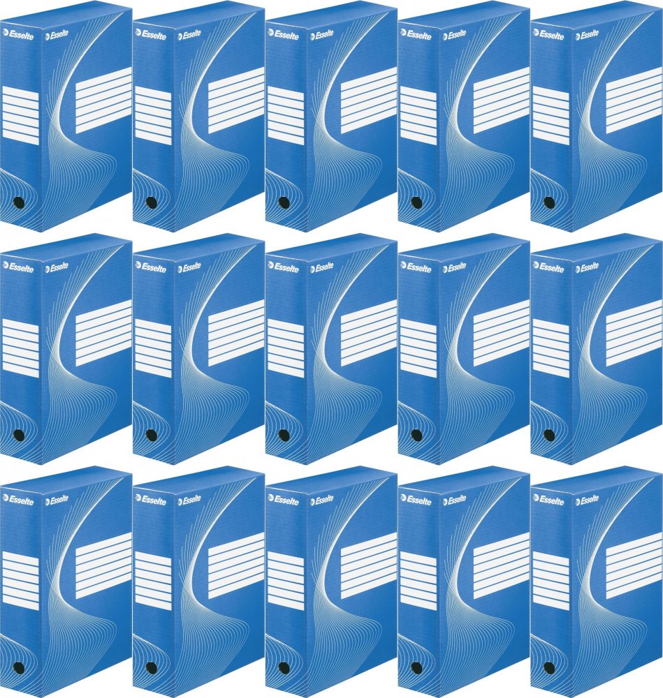 15x Pudło archiwizacyjne Esselte Standard, do luźnych dokumentów, 80mm niebieski