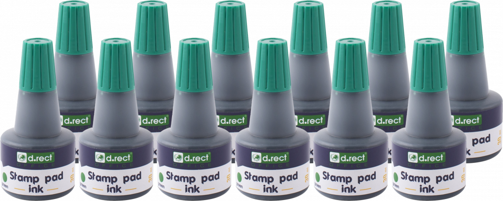 12x Tusz do stempli D.Rect, 30ml, zielony